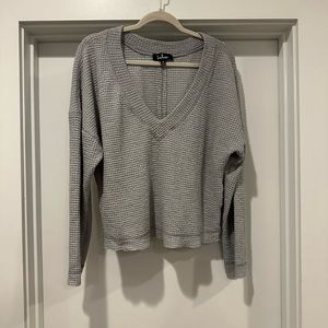 Lulus On My Radar Light Grey Waffle Knit Top